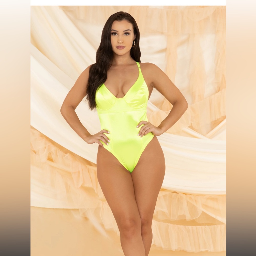 NWOT! bright yellow bodysuit size XL